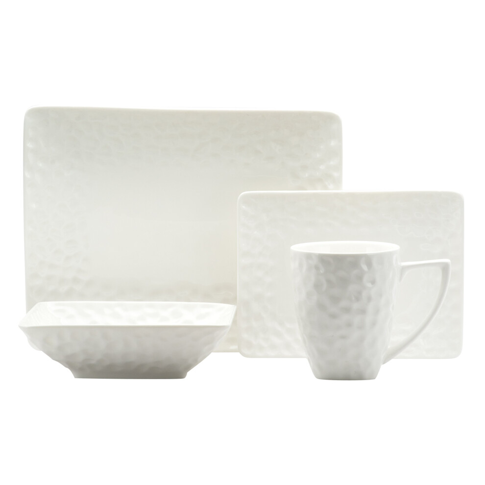 Rood Vanille Vanille Marmer Rechthoekige 16-Delige Dinerset 1 Geen-image