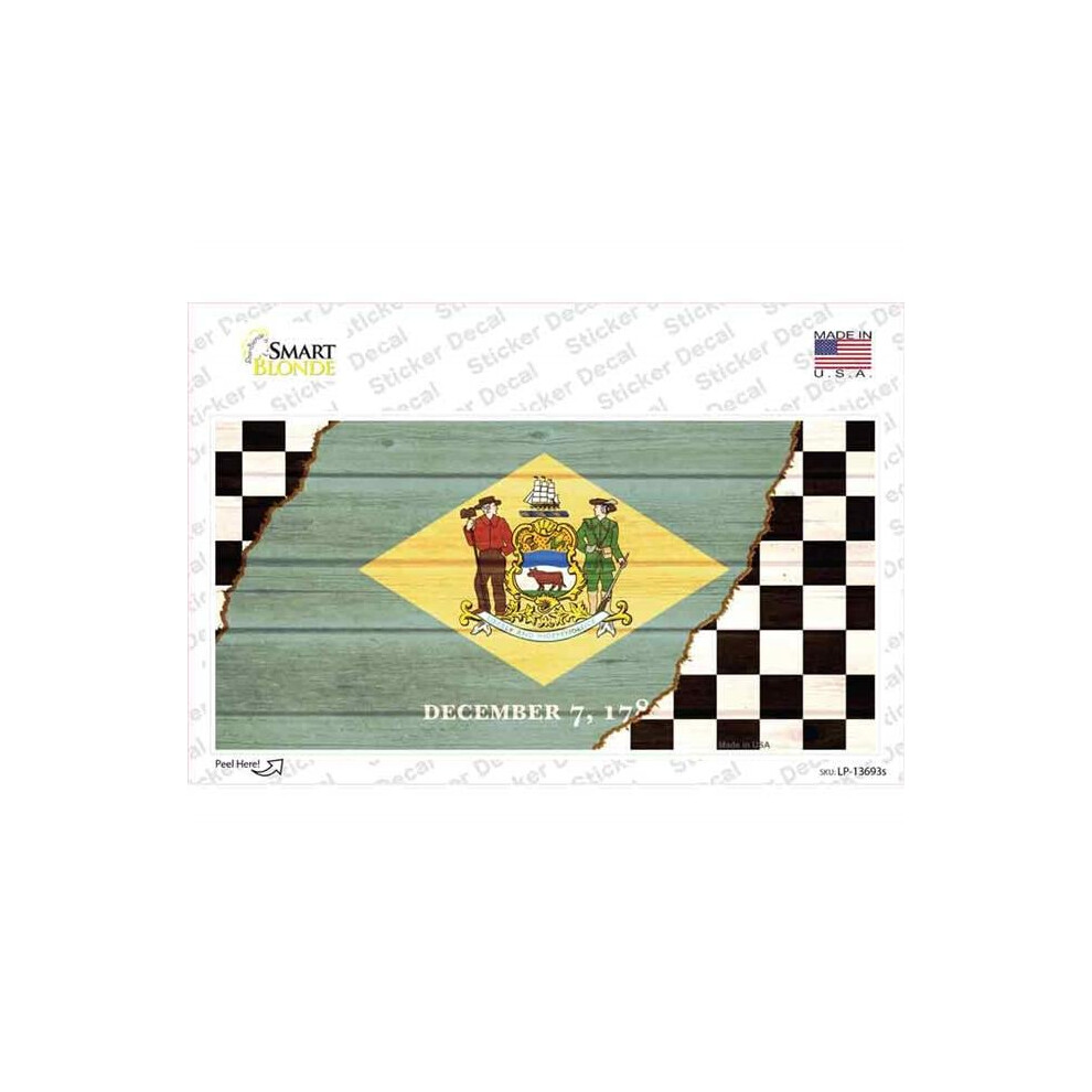 Smart Blonde Lp-13693S-M Delaware Racing Flag Novelty Sticker Decal - Medium 731997957502