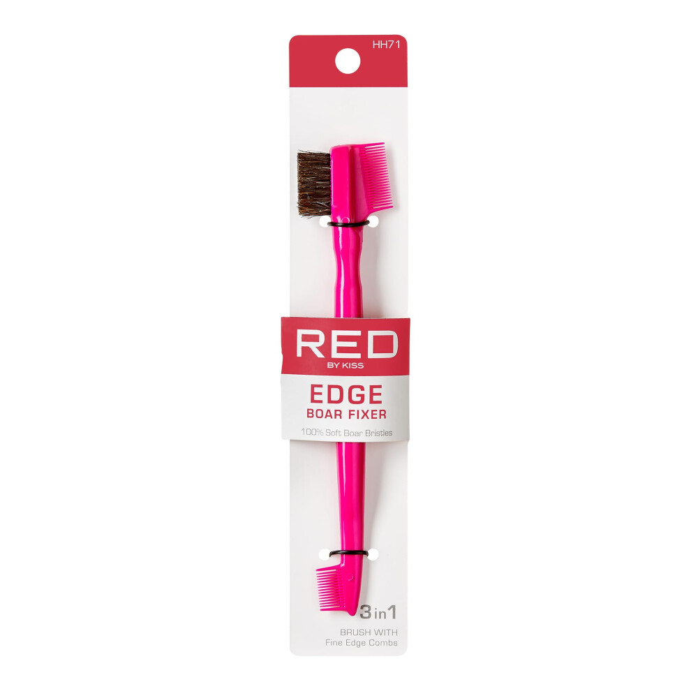 Kiss Red By Ultimate Edge Fixer Professional Boar Hair Brush (100% Boar Hair)