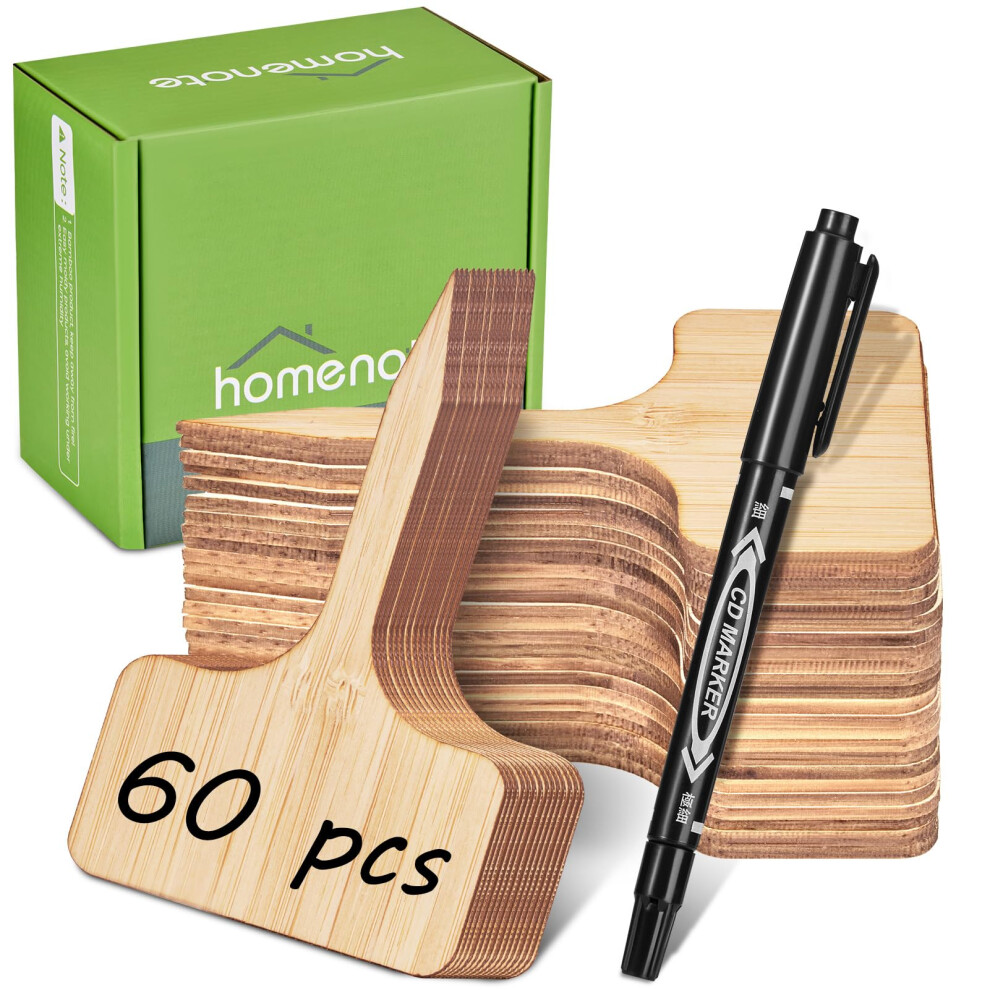 tiquettes pour plantes en bambou HOMENOTE, 60 pi   ces,    tiquettes pour semis,    tiquettes de type T pour plantes, marqueurs de jardin ext   rieur,