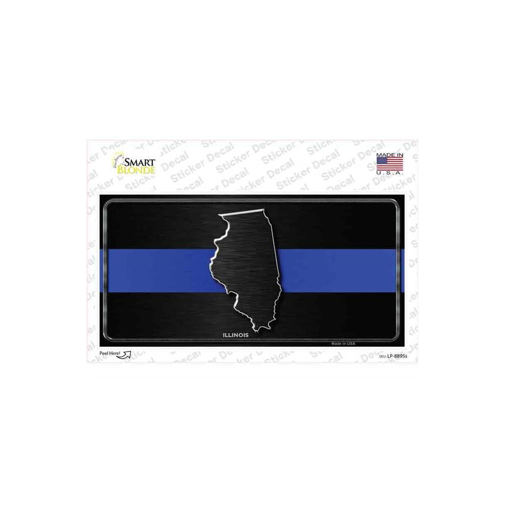 Smart Blonde Lp-8895S-M Illinois Thin Line Novelty Sticker Decal - Medium Blue 792636036477