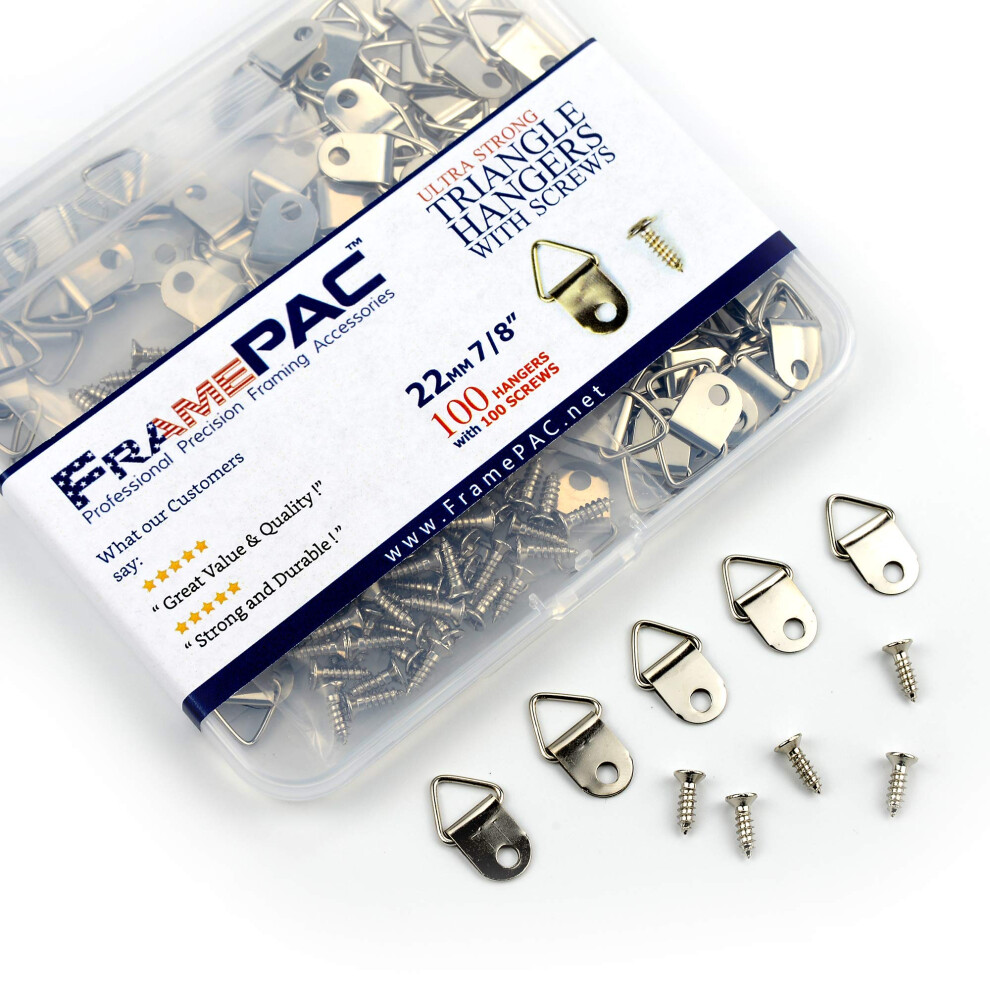 Framepac Small Triangle Picture Hangers With Screws [100 Pcs] - (Aka Picture Hanging Hardware Picture Frame Hanger Picture Hanger Hooks Picture Hoo 638632361635