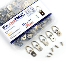 FramePac D-Ring-Einzelloch-Bilderaufhnger mit Schrauben [100er-Pack]  (AKA Bilderaufhngungszubehr, Bilderrahmenaufhnger, Bilderaufhngerhaken, B