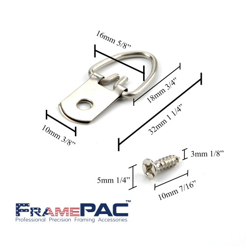 Framepac D-ring Image Image Pilers avec vis [100 pack] - (aka image suspendue quincaillerie d'image d'image d'image cintre Hangage d'image Hooks 2