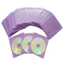 100 Pacotes de Capas de CD DVD Premium, Material Não Tecido Duplo Lado para Armazenamento (Roxo)