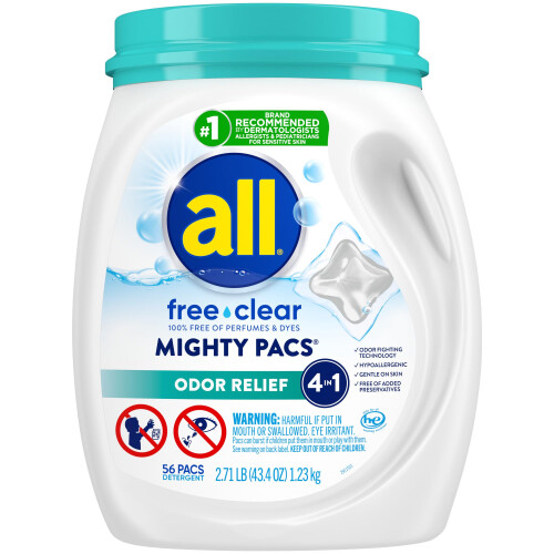 Doc Johnson All Mighty Pacs Απορρυπαντικό Πλυντηρίου Free Clear, 56 Τεμάχια