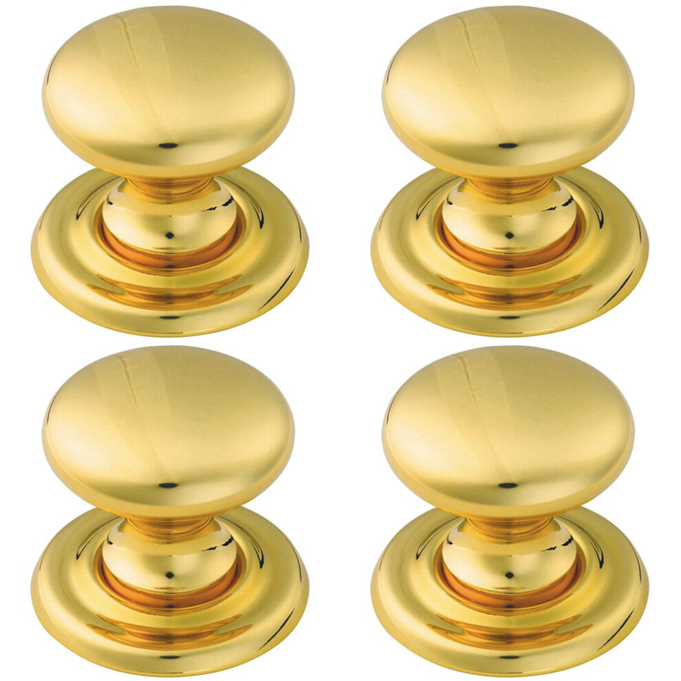 Loops 4X Tiered Mushroom Cupboard Door Knob 32Mm Diameter Brass Cabinet Handle