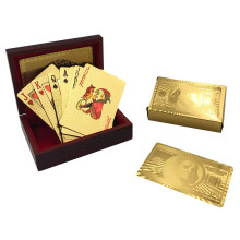 Yuanhe Gold Deck of Cards - Waterproof Playing Cards Luxury Playing Cards with Wooden Gift Box Great for Poker Cards Game Game Nights and Casino