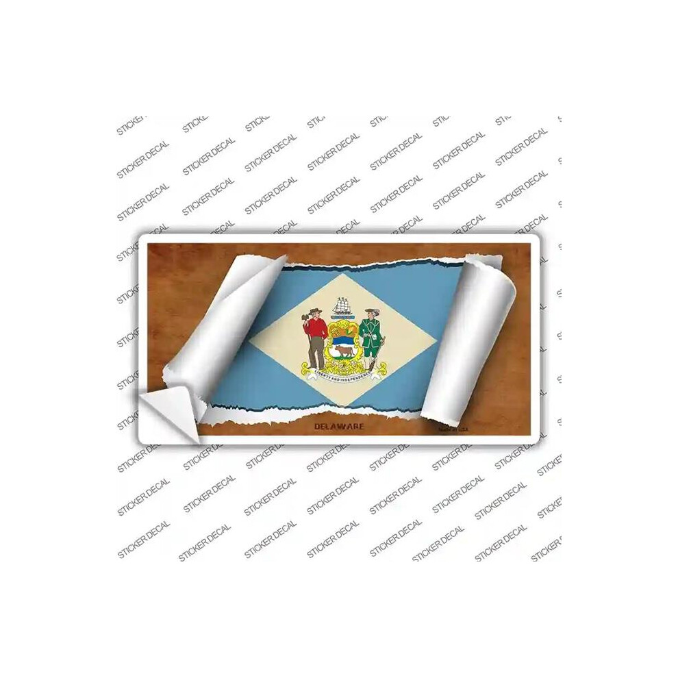 Smart Blonde Lp-9014S-S Delaware Flag Scroll Novelty Sticker Decal - Small 792636036712