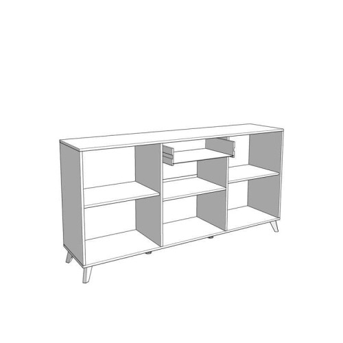 Sideboards Bretanova Slatted Artisan Oak Effect And White Gloss Sideboard - 3426 2