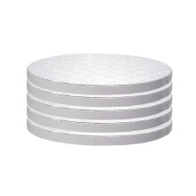 Ocreme kagebr?t hvide runde kage cirkler med smukke design robust og holdbar 1/2 tykke kage trommer runde kageplader med 10 diameter pakke med 5