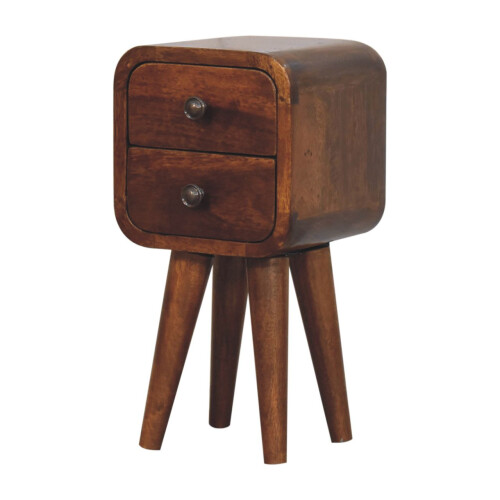 Bedside Table Wooden Extra Mini Curved Chestnut Bedside 1