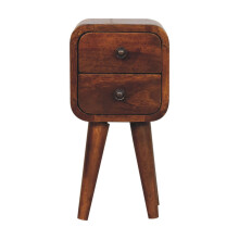 Bedside Table Wooden Extra Mini Curved Chestnut Bedside