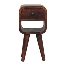 Wooden Bed Side Table Extra Mini Chestnut Curve Lower Bedside