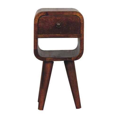 Wooden Bed Side Table Extra Mini Chestnut Curve Lower Bedside