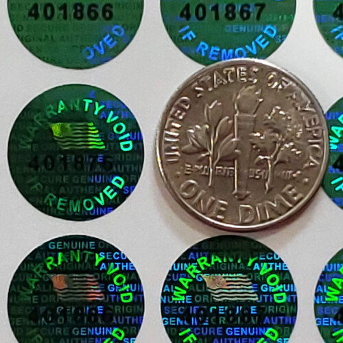 Rótulos Holográficos Verdes 14 MM (0,53 polegadas) com Números de Série - 300 Unidades 2