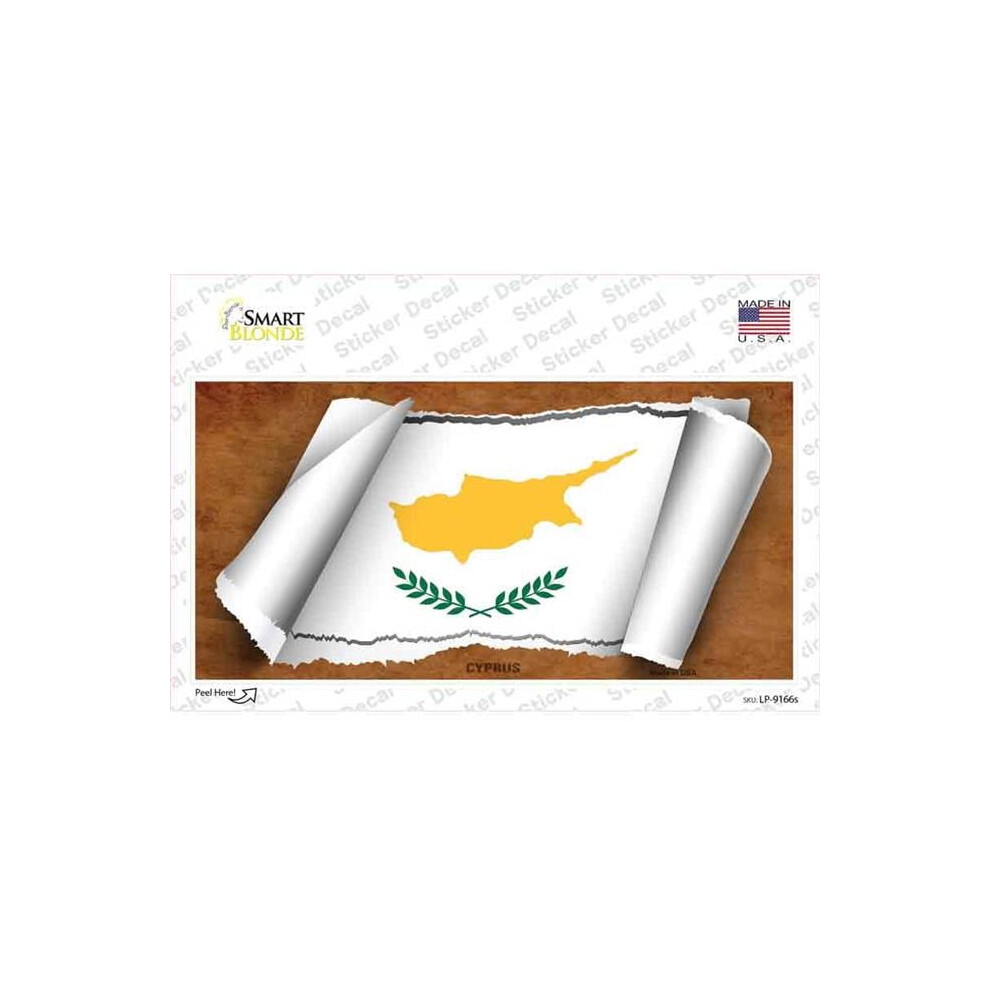 Smart Blonde Lp-9166S-M Cyprus Flag Scroll Novelty Sticker Decal - Medium 792636037191