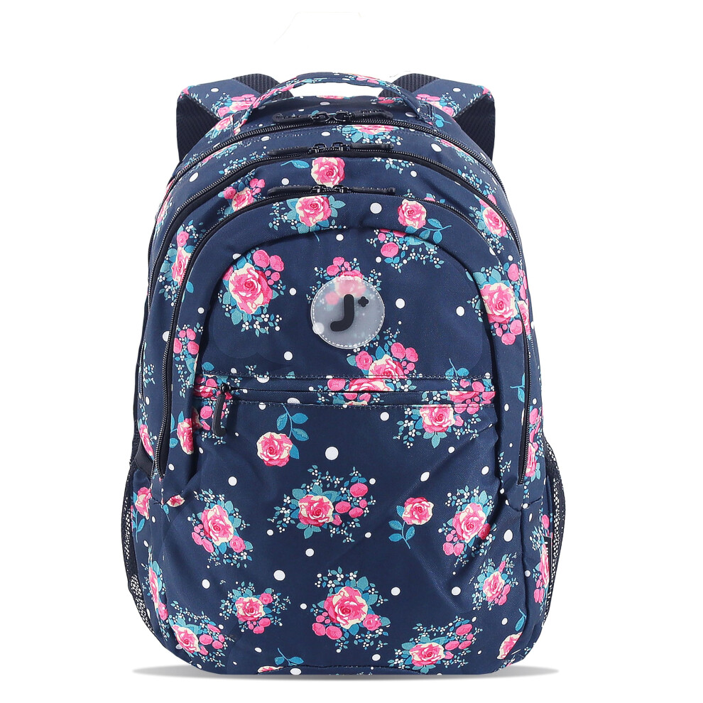 J World New York Cornelia Schulrucksack F R Kinder. S E Laptop-B Chertasche F R Damen, Marineblau/Rose, 18 X 12,5 X 8 (H X B X T)-image