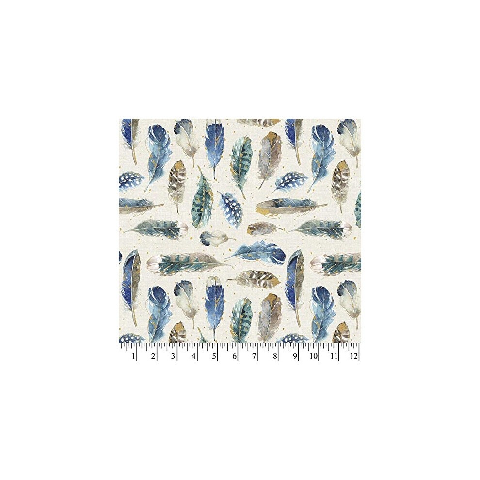 Baumwollstoff Mit Bemalten Federn, 1 Yard, Vorschnitte-image