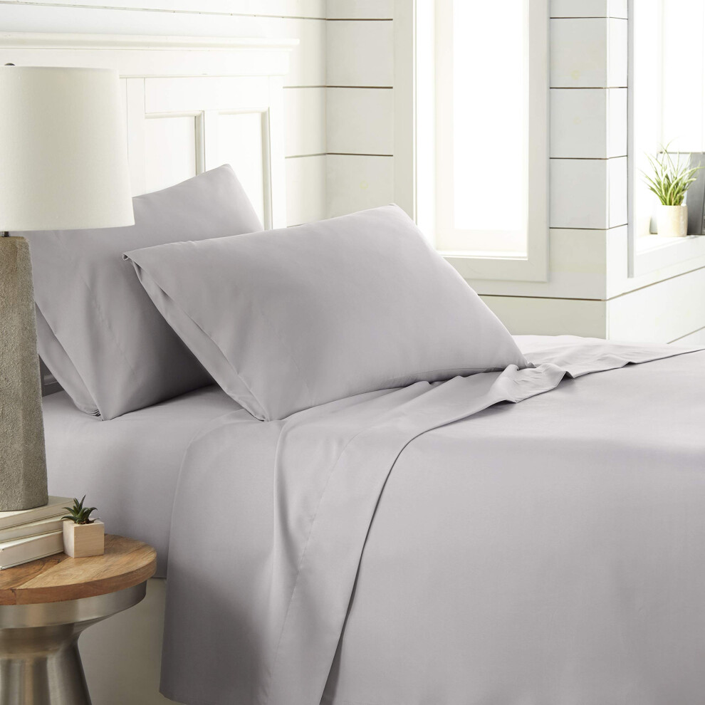 Ensemble de draps 4 pi   ces Southshore Fine Living Inc., doux et confortable, grand lit, gris clair
