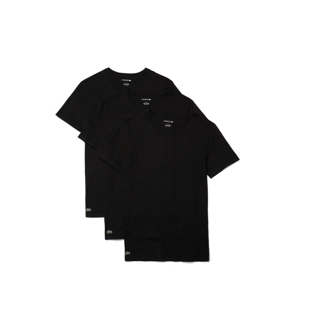 Lacoste mens Essentials 3 Pack 100% Cotton Slim Fit Crew Neck T-shirts Base Layer Top  Black  Large US