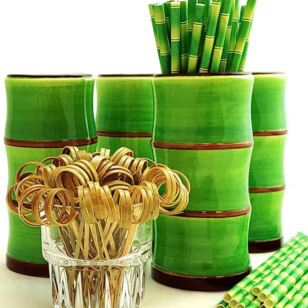 Ensemble de 4 tasses Tiki - Bambou vert