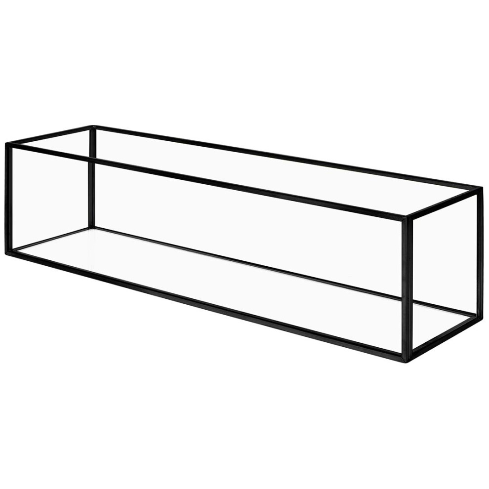 Koyal Wholesale Long Bougeoir En Verre Noir, 40,6 X 10,2 X 10,2 Cm, Plateau D Coratif Pour Pi Ce Ma Tresse-image