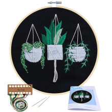 KISSBUTY Full Range of Embroidery Starter Kit with Pattern Cross Stitch Kit Including Stamped Embroidery Fabric with Pattern Bamboo Embroidery Hoop