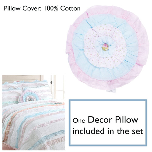 Cozy Line Home Fashions Ρόζ Μπλε Κοραλλί Λευκό Ρούχο 100% Βαμβακερό Κουβέρτα Κρεβατιού 1