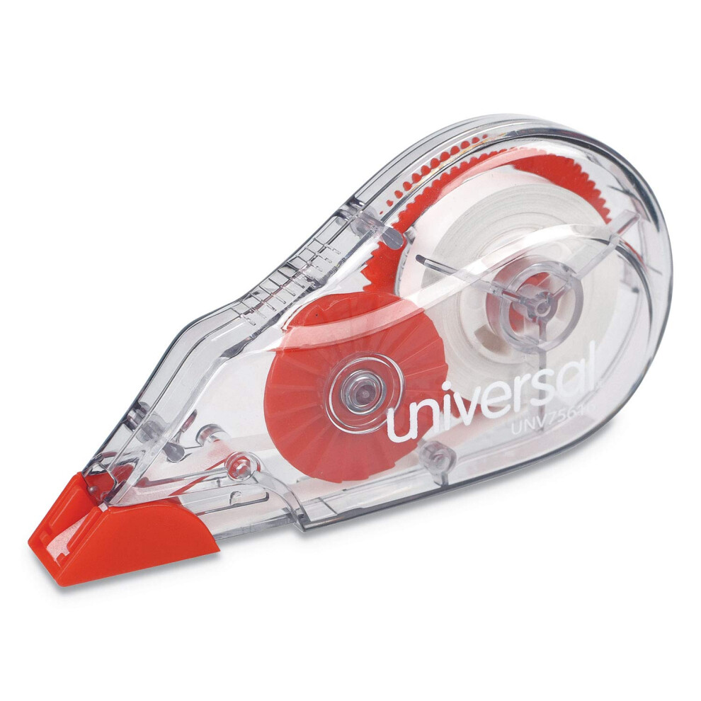 Universal UNV75616 0.2 in. x 315 in. Non-Refillable Correction Tape Dispenser - Transparent/Red (10/Pack)