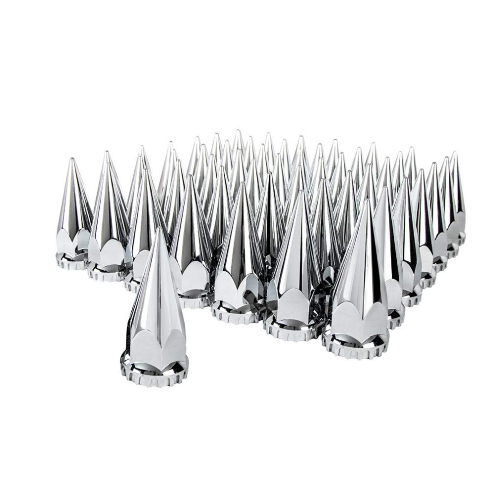 United Pacific 10569Cb - Wheel Lug Nut Cover Set - 33Mm X 4-3/4"""" Chrome Super Spike Nut Cover - Thread-On (60 Pack) 710270057955