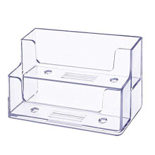 DNHCLL 1 Pack Clear Business Card Holder 2 Tiers Plastic Card Stand Organizer Card Holder Display for Home Office Desktop and Counter 120 Cards Cap