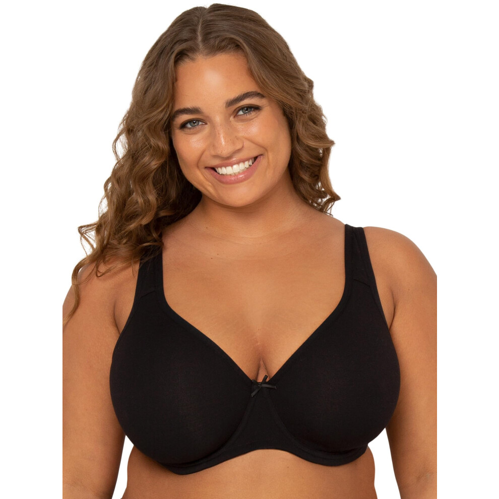 Fruit of the Loom Women's Plus-Size Cotton Unlined Underwire Bra  Black Hue  42D