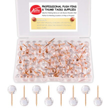 Chinchetas Yalis de 1/3 de pulgada en oro rosa, 100 unidades, tama o grande, punta de acero en oro rosa y cabeza redonda de pl stico transparente