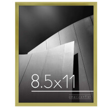 Americanflat 8.5x11 Picture Frame in Gold - Thin Border Photo Frame with Shatter-Resistant Glass Hanging Hardware and Built-in Easel for Horizontal
