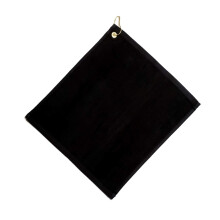 Svart golfhandduk 15 x 18 tum med hörngrommet & krok, födelsedagspresent, flera färger