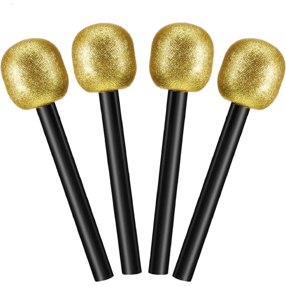Yaomiao 4 Pezzi Microfono Glitterato Microfono Finto Di Halloween Microfono Di Plastica Bling Glitter Microfono Per Bambini Finta Rock Star Gioca-image