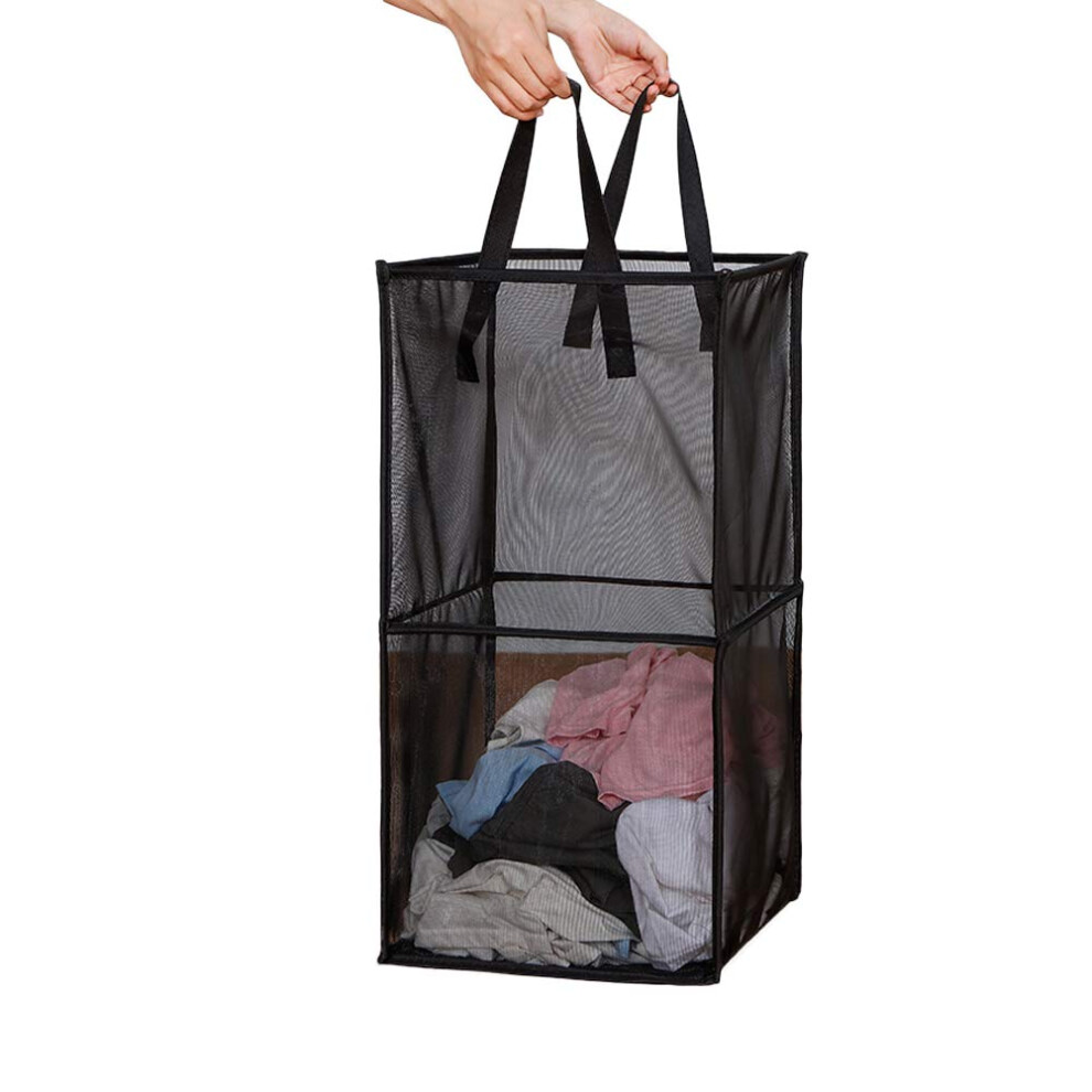 Panier     linge HONOMA avec poign   es, portable et pliable, en maille, pour le linge sale, le rangement, la chambre d'enfant, le dortoir ou les voy