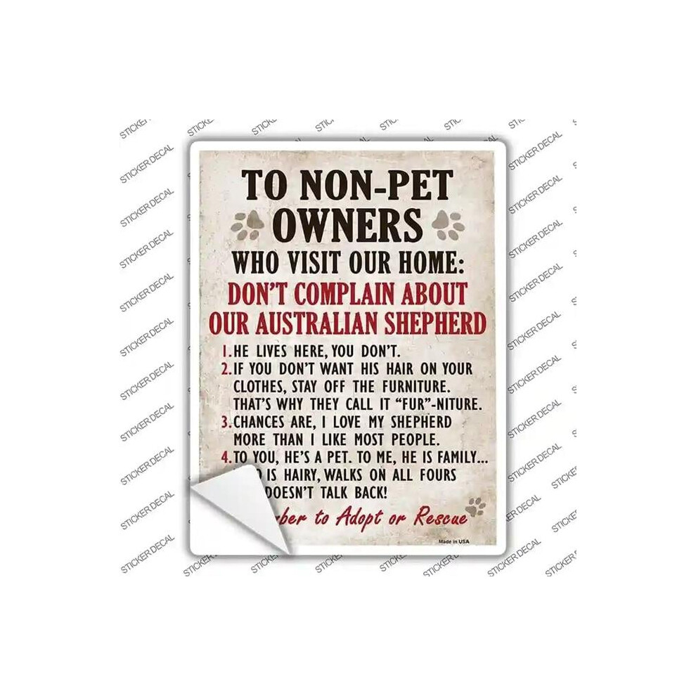 Smart Blonde P-1624S-L Non-Pet Owners Australian Shepherd Novelty Rectangle Sticker Decal - Large 792636041037