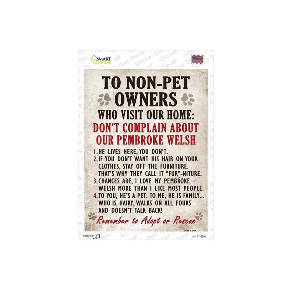 Smart Blonde P-1639S-M Non-Pet Owners Pembroke Welsh Novelty Rectangle Sticker Decal - Medium 792636041082
