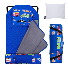 Wildkin Kids Modern slaapmatje met herbruikbaar kussen voor jongens en meisjes, perfect voor de basisschool. Slaapmat met elastische hoekbanden. Zacht