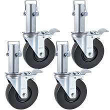 BestEquip 4er-Pack 5-Zoll-Ger   st-Lenkrollen aus Gummi mit doppelter Feststellfunktion, Hochleistungsrollen, 1,25-Zoll-Vierkantschaft, 440 Pfund T