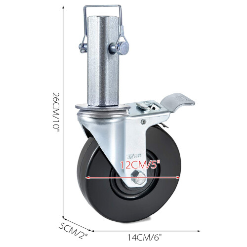 BestEquip 4 Pack 5" Ρόδες Σκαλωσιάς με Διπλό Κλείδωμα και Βάρος 440LBS ανά Ρόδα 1