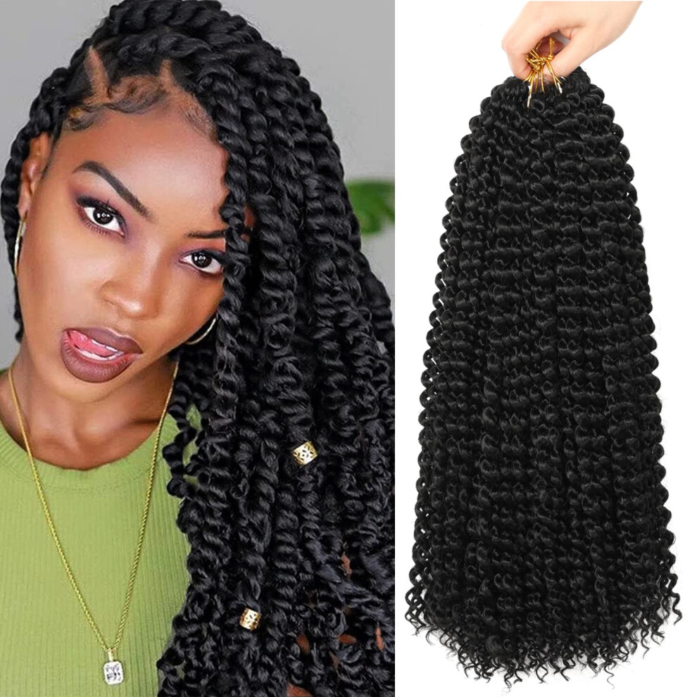 Ubeleco Passion Twist Hair 18 Inch 132 Strands Water Wave Crochet Hair Long Curly Braiding Hair Spring Twist Crochet Braids Hair Extensions For Black