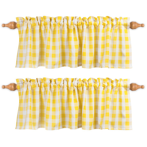 Aiking Cortinas de Janela - 2 Painéis de Estampa Xadrez para Cozinha com Bolso para Varão de 2.5 polegadas (56x14 polegadas)