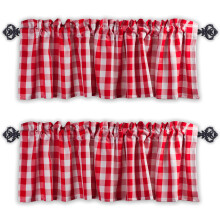 Couclures de fenetre de la maison Aiking - 2 panels Picnic a carreaux a carreaux Condins de cuisine avec poche de tige de 2,5 pouces pour petit p