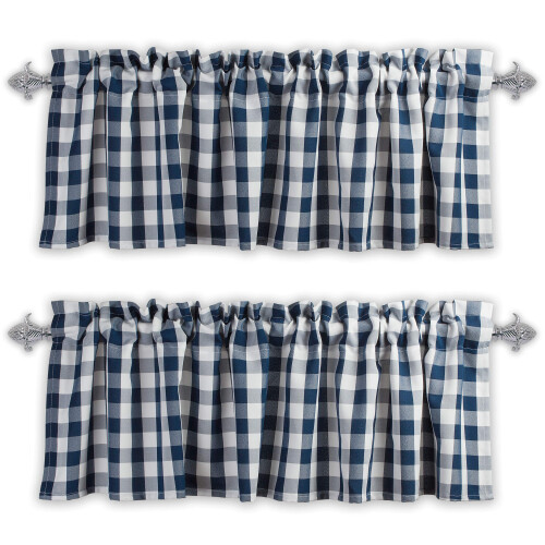 Aiking Cortinas de Janela - 2 Painéis de Estampa Xadrez para Cozinha com Bolso para Varão de 2.5 polegadas (56x16 polegadas)