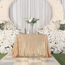 Juya Delight 60 """" x 120 """" Light Gold Sequin TablecoLoth Rectangle fr brllopsfdelsedagsfest Festival Ceremony Cake Dessert Table
