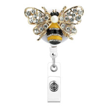 Soleebee Bling Bling Retractable Badge Reel Holder ID Badge Holder with Belt Clip for Nurse 25.6 Inches Retractable Cord (Crystal Bee Yellow)