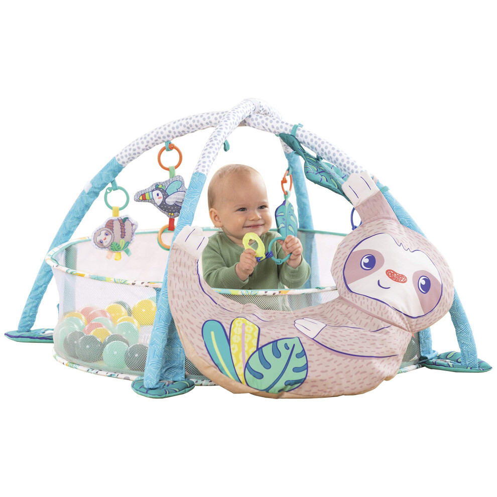 Infantino 4-In-1 Sloth Jumbo - Combination Baby Activity Gym And Ball Pit For Sensory Exploration And Motor Skill Development For Newborns Babies An